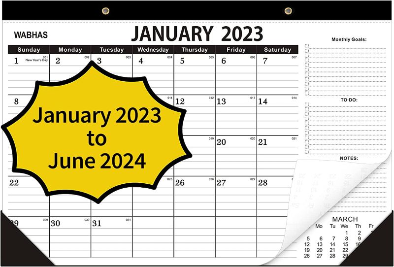 Photo 2 of Desk Calendar 2023 - January 2023- June 2024,18-Month Large Desk/Wall Calendars,17''X 12'',Perfect for Planning and Organizing Your Home, School or Office.
