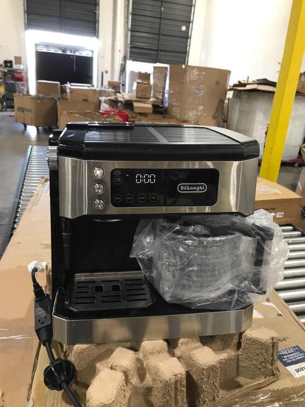Photo 3 of De'Longhi All-in-One Combination Coffee Maker & Espresso Machine + Advanced Adjustable Milk Frother for Cappuccino & Latte + Glass Coffee Pot 10-Cup, COM532M