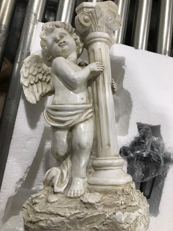 Photo 1 of ALOAK Angel Statue with Solar Lights (Right) 19.7 Inch, Outdoor Solar Angel Garden Statue with Roma Pillar for Garden Lawn Deocr, Christian Religious Gift