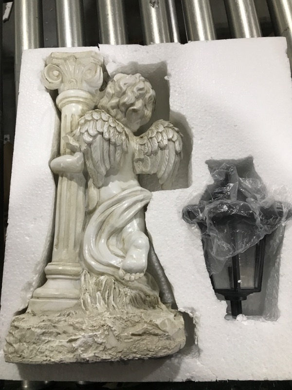 Photo 1 of ALOAK Angel Statue with Solar Lights (Right) 19.7 Inch, Outdoor Solar Angel Garden Statue with Roma Pillar for Garden Lawn Deocr, Christian Religious Gift