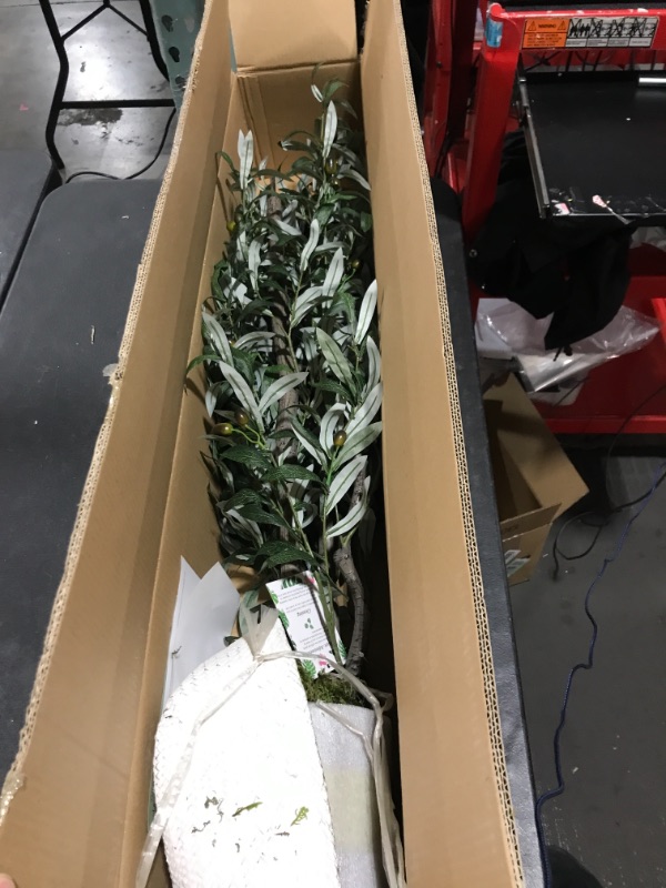 Photo 1 of Artificial Olive Tree, 6ft Fake Olive Branch Leaves Plant with Basket, Perfect Faux Topiary Silk Tree for Indoor Home Office Living Room Decoration
