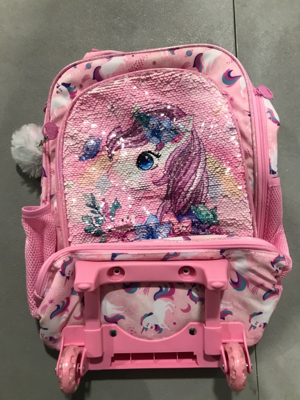 Photo 2 of 3PCS Rolling Backpack for Girls and Boys? Kids Unicorn Dinosaur Wheeled Bookbag
*MISSING 2 OF THE SMALLER BAGS*