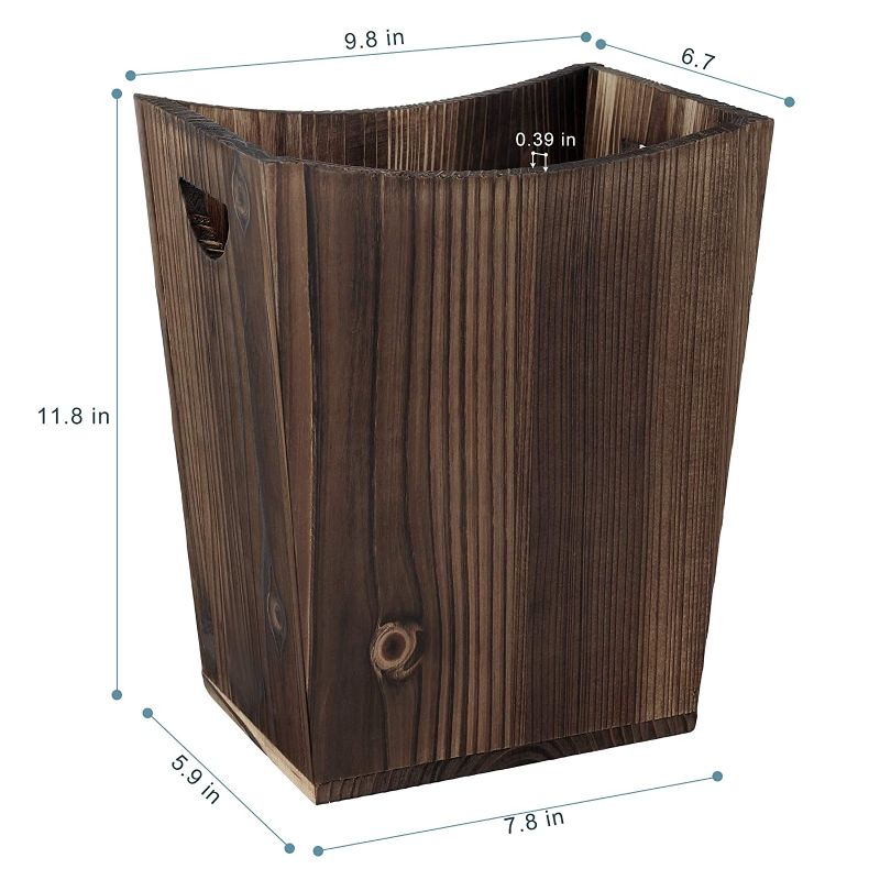 Photo 2 of Wood Trash Can Small Wastebasket with Handles Rustic Office Garbage Can for Bedroom Bathroom Office Living Room Kitchen https://a.co/d/77EDD82