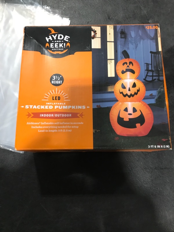 Photo 2 of 3.5' LED Stacked Pumpkins Inflatable Halloween Decoration - Hyde & EEK! Boutique™
