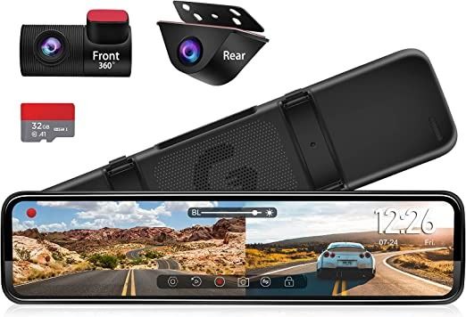 Photo 1 of PORMIDO Mirror Dash Cam 12" with Detached Front Camera,Anti Glare Full Touch Split Screen HD 1296P,Car Backup Rear View Mirror Camera Dual Lens,Super Night Vision,Parking Assistance
