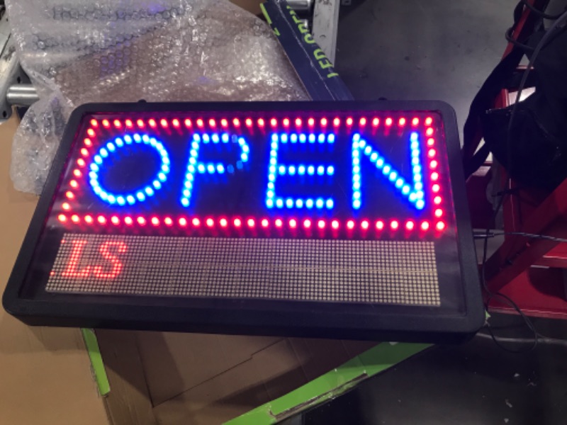 Photo 2 of Alpine Industries LED Open Progammable Sign - Outdoor Advertising Board w/Remote Controlled 3 Mode Electric Display: Flashing, Steady, Scrolling for Business