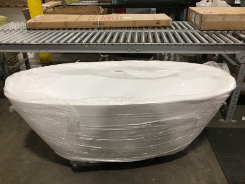 Photo 2 of 67 in. Acrylic Flatbottom Single Slipper Non-Whirlpool Freestanding Soaking Bathtub in Glossy White
