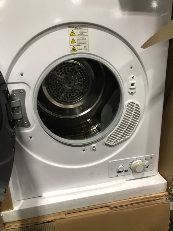 Photo 3 of ** incomplete ** BLACK+DECKER BCED26 Portable Dryer, Small, 4 Modes, Load Volume 8.8 lbs., White -- parts only (Turns on but then turns off randomly. The dial is damaged as well, Missing exhaust pipe)