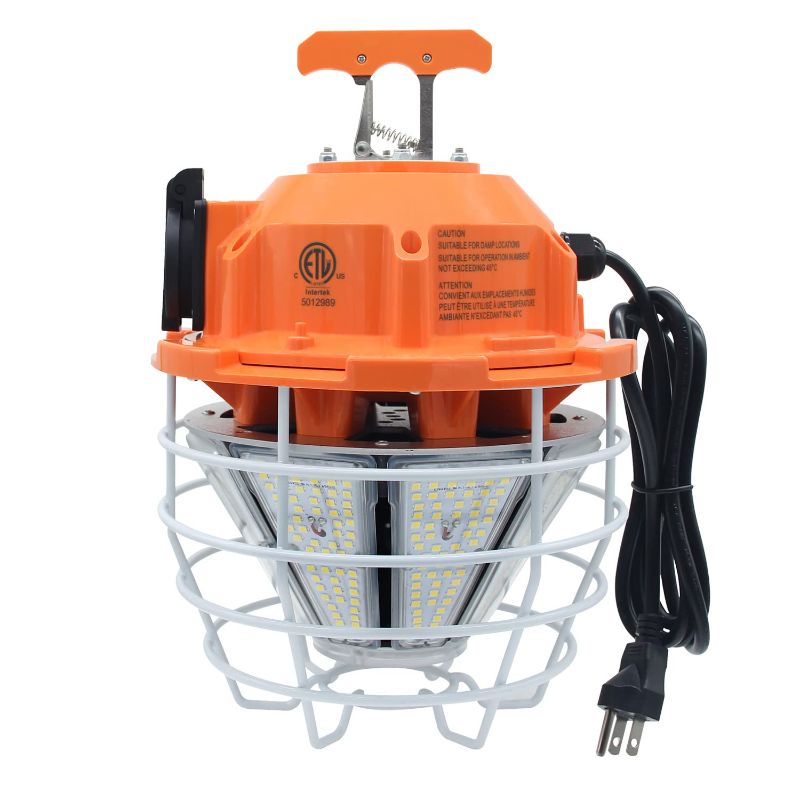 Photo 1 of 150 Watts LED Temporary Work Light Fixture, 24250LM Linkable Daylight White 5,000K Portable Hanging Lamp Jobsite Lighting Stainless Steel Protective Cover for Outdoor Construction High Bay Warehouse 150.0