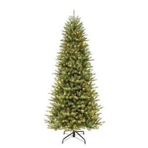 Photo 1 of 7 ft. Feel Real Downswept Douglas Fir Pencil Slim Hinged Tree with 300 Dual Color LED Lights