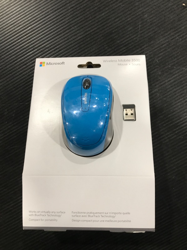 Photo 2 of Microsoft 3500 Wireless Mobile Mouse - Cyan Blue .Comfortable design, Right/Left Hand Use, Wireless, USB 2.0 with Nano transceiver for PC/Laptop/Desktop, works with Mac/Windows Computers
