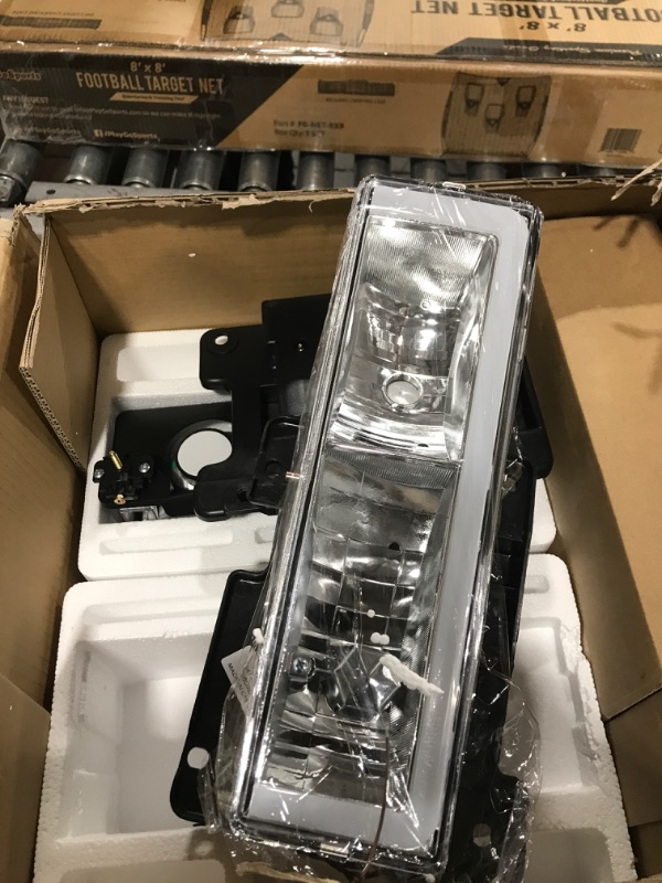 Photo 2 of AS Headlights Assembly For 1994-1998 Chevy Silverado/Tahoe/Suburban/C10/C/K 1500/2500/3500 w/ LED Bar w/ Corner and Bumper Lights Chrome Housing 8PCs Pack LED Tube Chrome/8PCS