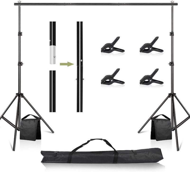 Photo 1 of 6.5x6.5ft Background Support Equipment, 2x2m Adjustable Background Stand, with Carry Bag, Used for Photography Studio Background Support System