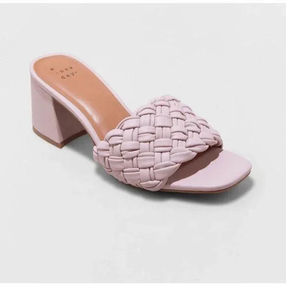 Photo 1 of A NEW DAY PINK WOVEN HEELS SIZE 6.5 