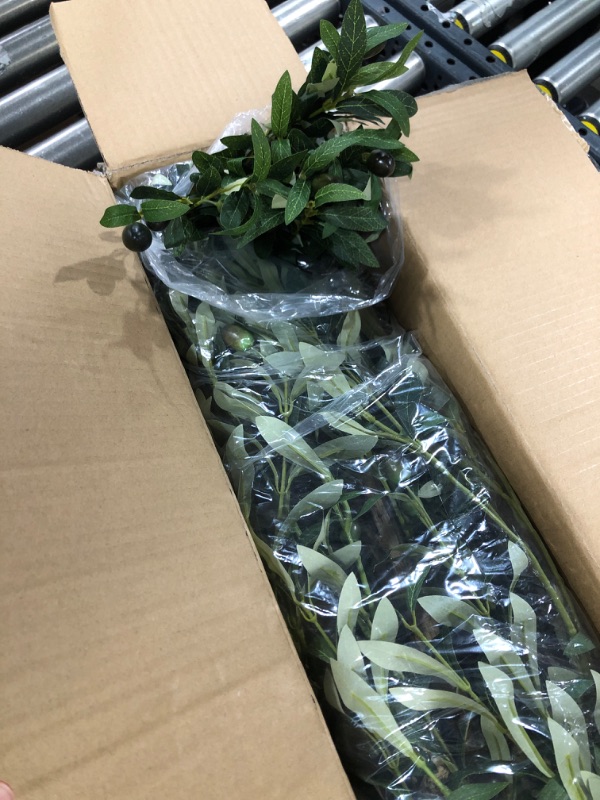 Photo 3 of Phimos Artificial Olive Tree Tall Fake Potted Olive Silk Tree with Planter Large Faux Olive Branches and Fruits Artificial Tree for Modern Home Office Living Room Floor Decor Indoor (6.23FT)