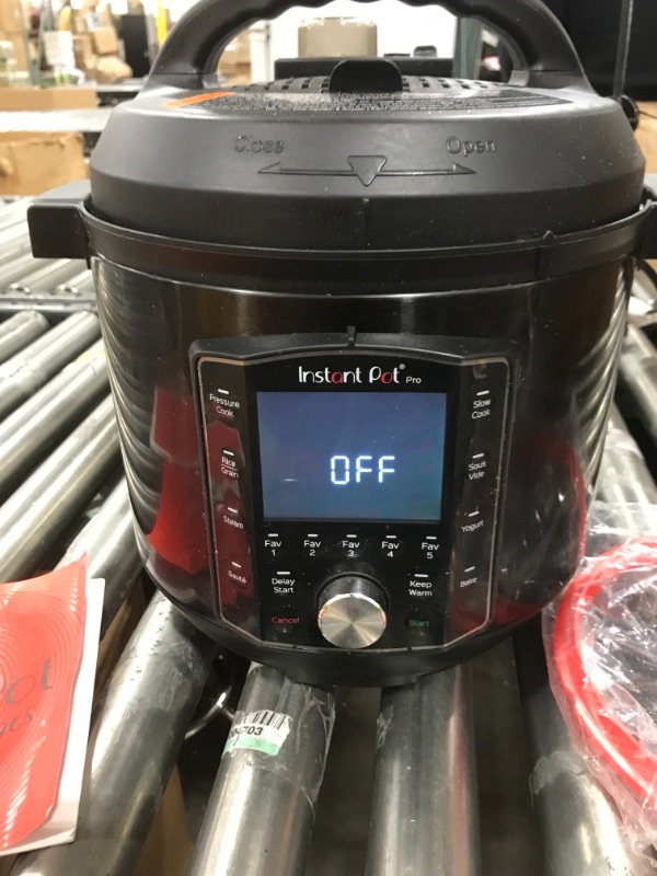 Photo 1 of Instant Pot Pro 10-in-1 Pressure Cooker, Slow Cooker, Rice/Grain Cooker, Steamer, Sauté, Sous Vide, Yogurt Maker, Sterilizer, and Warmer, Includes App With Over 800 Recipes, Black, 6 Quart 6QT Pro