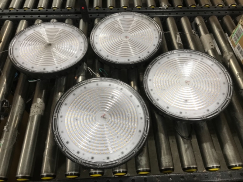 Photo 2 of 100W LED High Bay Light w, 5000K 12000LM Super Bright Shop Lights, LED Commercial Bay Lighting with E26 Plug for Barn/Warehouse/Workshop 100W || 4 Pack