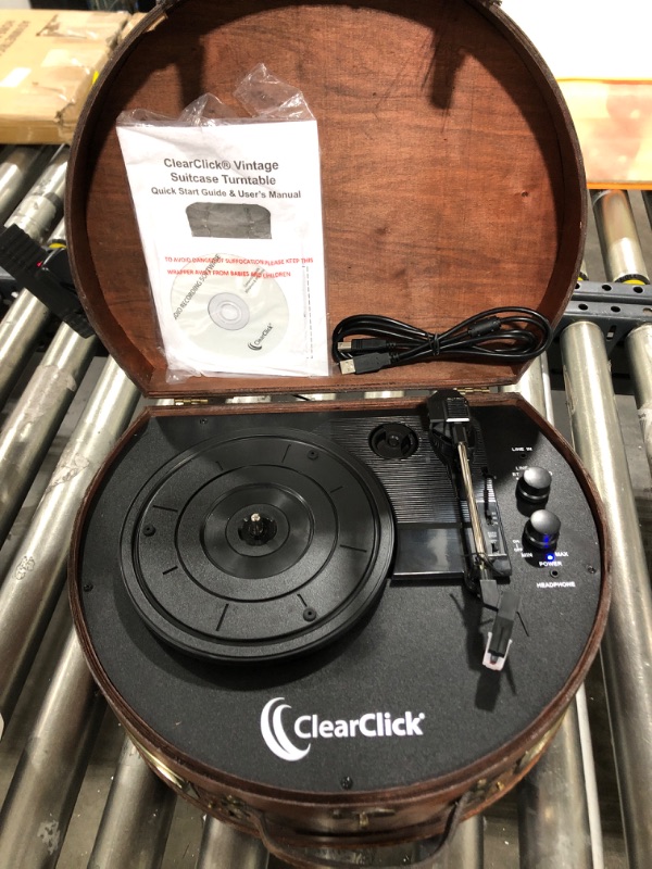 Photo 2 of ClearClick Vintage Suitcase Turntable with Bluetooth & USB - Classic Wooden Retro Style