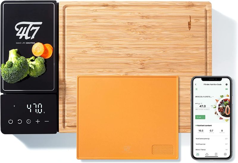 Photo 1 of 4T7 Smart Cutting Board Set, Smart Meal Prep System, Bamboo and Wheat Straw Chopping Boards, Weigh, Timer, App Calorie Counter, Juice Grooves, Health Management, Best Gift, The Smart Food Prep Station