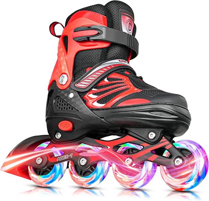 Photo 1 of Black/Blue/Red Adjustable Inline Skates Boys Girls Kids Women Men Size,Light Up Adult Roller Blades Skates for Women Outdoor and Indoor