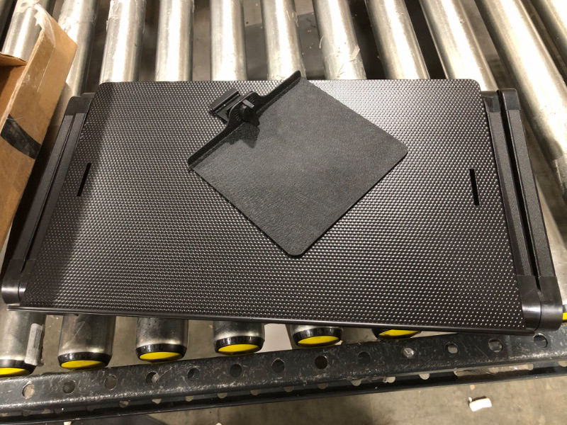 Photo 1 of WorkEZ BEST Adjustable Laptop Stand Lap Desk for Bed Couch with Mouse Pad ergonomic height angle tilt aluminum desktop riser tray portable computer riser table cooler cooling folding holder black