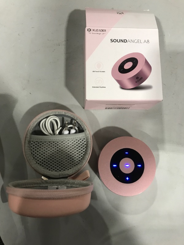 Photo 2 of XLEADER [Smart Touch] Bluetooth Speaker SoundAngel A8 (3rd Gen) Premium Rose Gold Mini Speaker with Portable Waterproof Case Mic TF Card Aux, for iPhone iPad Shower Electronic Christmas Xmas Gifts A Rose Gold