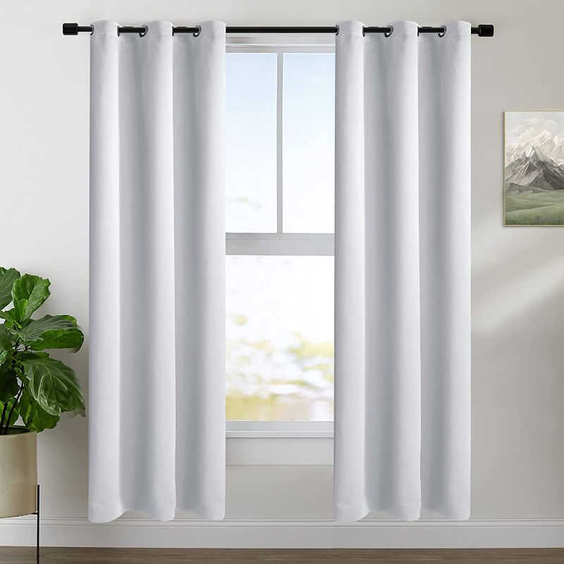 Photo 1 of Blackout Curtains for Bedroom - Thermal Insulated, Energy Efficient, Noise Reducing and Light Blocking, Room Darkening Curtains for Living Room, Greyish White, 40 x 84 inch, 2 Panels
