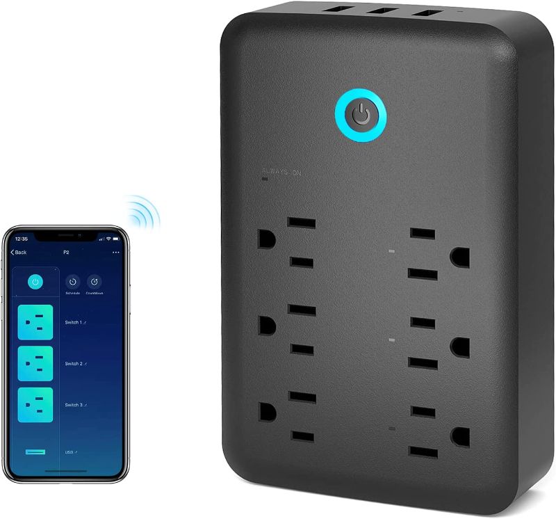 Photo 1 of Smart Plug Outlet Extender, USB Surge Protector with 3 Individually Controlled Smart Outlets and 3 Smart USB Ports, Works with Alexa Google Home, Wall Adapter Plug Extender for APP Control,15A/1800W
