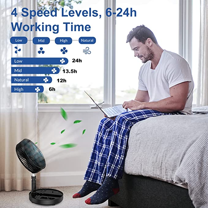 Photo 1 of Primevolve 8.7 inch Battery Operated Fan for Bedroom with Remote, Rechargeable Portable USB Fan with Adjustable Height for Camping Tent Travel Black
