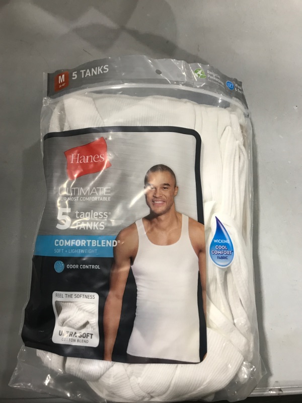 Photo 2 of Hanes Ultimate Men's 5-Pack Comfortblend Tank with FreshIQ
SIZE MEDIUM 