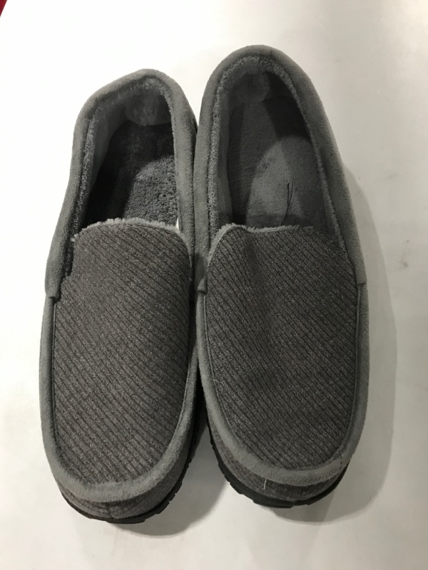 Photo 2 of NCCB Mens Moccasin Slippers Indoor Outdoor Size Nonslip Memory Foam Shoes with Rubber Bottom SIZE  14 Grey