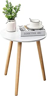 Photo 1 of Apicizon Round Side Table, White Nightstand Coffee End Table for Living Room, Bedroom, Small Spaces, Easy Assembly Modern Home Decor Bedside Table with Natural Wood Legs, 16.5 x 20.5 Inches (B08LYPSDNY)
