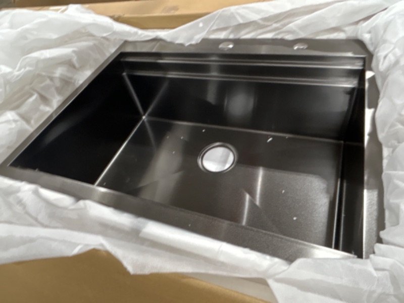 Photo 1 of 28 Inch Matte Black Kitchen Sink Workstation-Hovheir 28x22 Topmount Drop In Kitchen Sink 16 Gauge Stainless Steel Single Bowl Kitchen Sink Workstation Sink Overmount Kitchen Sink Handcrafted Sink 28x22x10 Matte Black