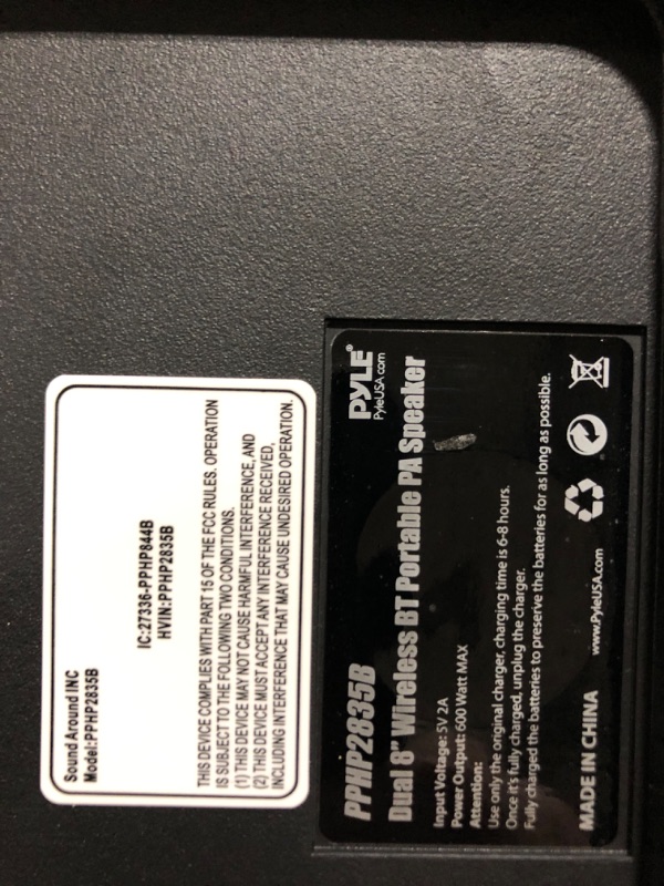 Photo 3 of Pyle Portable Bluetooth PA Speaker System - 600W Rechargeable Outdoor Bluetooth Speaker Portable PA System w/ Dual 8” Subwoofer 1” Tweeter, Microphone In, Party Lights, USB, Radio, Remote - PPHP2835B