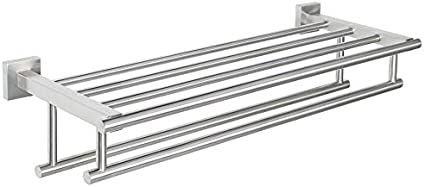 Photo 1 of Alise GZ8050-LS Bathroom Lavatory Towel Rack Towel Shelf with Two Towel Bars Wall Mount Holder,20-Inch SUS 304 Stainless Steel Brushed Nickel
