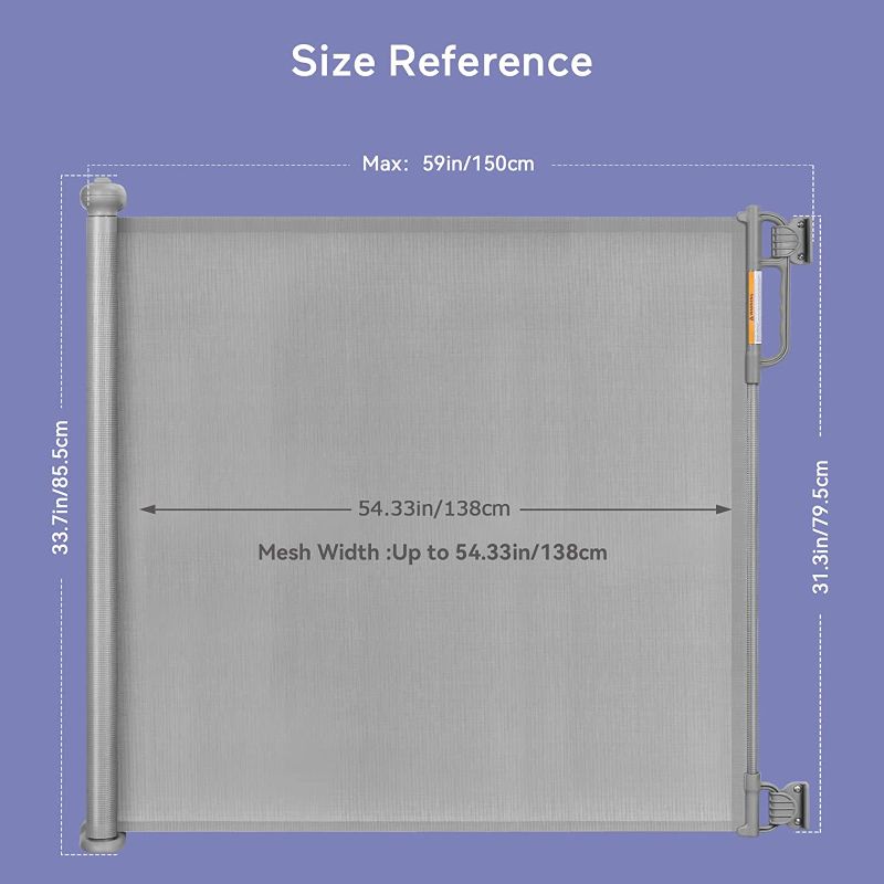 Photo 1 of Momcozy Retractable Baby Gate, 33" Tall, Extends up to 55" Wide, Child Safety Baby Gates for Stairs, Doorways, Hallways, Indoor, Outdoor
