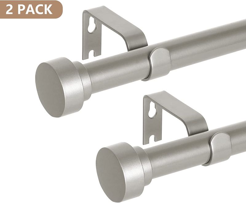 Photo 1 of 2 Pack Silver Curtain Rods for Windows 28 to 48 Inch(2.3-4ft),1 Inch Diameter Heavy Duty Curtain Rods,Modern Adjustable Curtain Rod,Decorative Drapery Rods,Window Curtains Rod 28-48",Antique Silver
