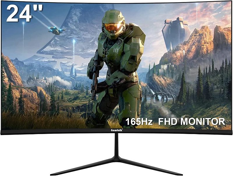 Photo 1 of Gawfolk 24 Inch Gaming Monitor 165Hz, 144Hz FHD 1080P LED Computer Monitor with Eye-Care Technology, VA Display 100% sRGB, HDMI, DP, VESA Wall Mounting, Machine Black
