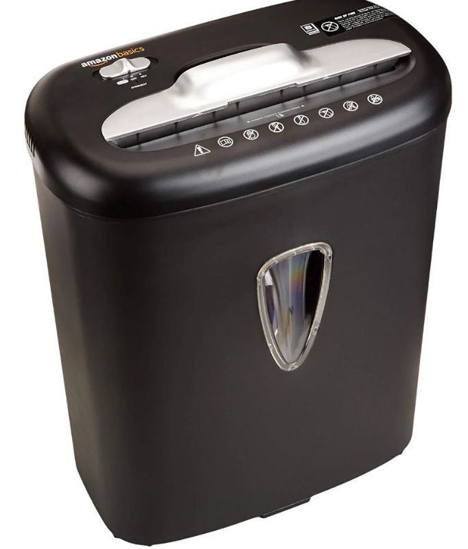 Photo 1 of Amazon Basics 8-Sheet Cross Cut Paper Shredder and Credit Card Shredder with 4.1 Gallon Bin
