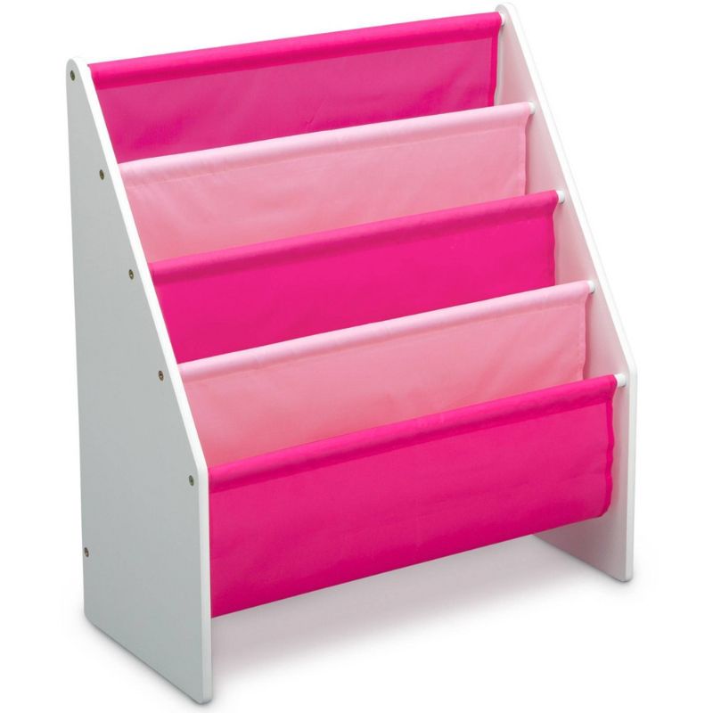 Photo 1 of Delta Children Sling Book Rack 4-Tier 28"H Bookshelf, Bianca White/Pink (TB84413GN-130)
