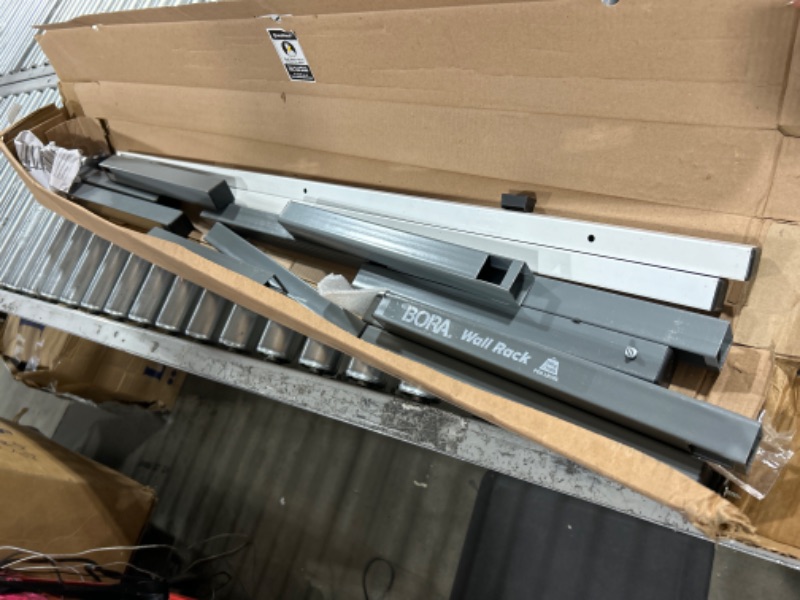 Photo 1 of BORA Wood Organizer and Lumber Storage Metal Rack with 6-level Wall Mount - Indoor and Outdoor Use, White & Gray - PBR-0620 White and Gray Organizer