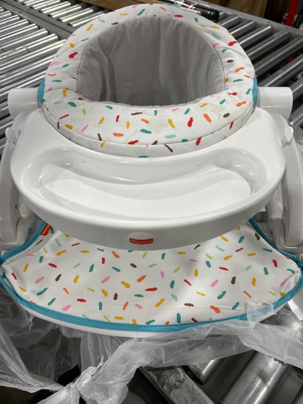 Photo 2 of Fisher-Price Deluxe Sit-Me-Up Floor Seat – Rainbow Sprinkles, Portable Infant Chair with Tray and toybar [Amazon Exclusive]