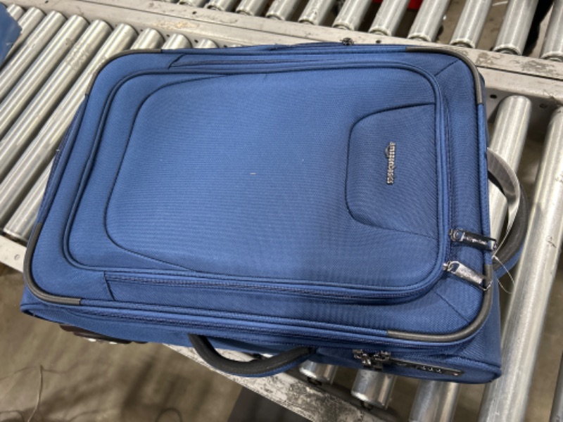 Photo 3 of Amazon Basics Expandable Softside Carry-On Luggage Suitcase With TSA Lock And Wheels - 24 Inch(Including height of wheel and handle), Blue 24-inch Blue