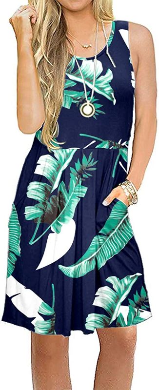 Photo 1 of AUSELILY Women Summer Casual T Shirt Dresses Beach Cover up Plain Pleated Tank Dress size large