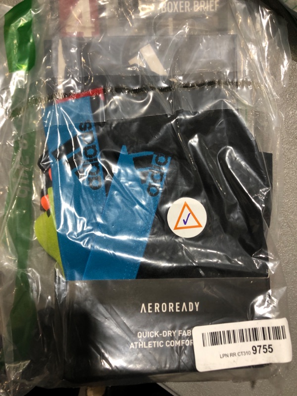 Photo 1 of adidas Kids-Boy's Performance Boxer Briefs Underwear (4-Pack) Large Black/Solar Blue/Semi Solar Slime Green