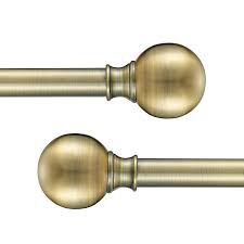 Photo 1 of 2 Pack Industrial Curtain Rods, Iron Curtain Rods for Windows 48 to 84, 3/4 Inch Curtain Rods Ball Finials, Outdoor Farmhouse Curtain Rod Room Divider, 48-84" Antique Brass 2 Pack