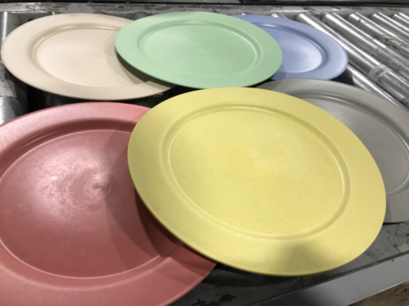 Photo 2 of 10 Inch Wheat Straw Plastic Plates (Set of 6, Assorted Colors), Dishwasher & Microwave Safe, Reusable, Unbreakable, Lightweight, Eco-Friendly & BPA Free for Kids, Toddlers & Adults Assorted Colors 10" Flat Plates 6 Pcs