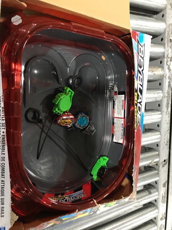 Photo 2 of BEYBLADE Burst Turbo Slingshock Rail Rush Battle Set -- Complete Set Burst Beystadium, Battling Tops, and Launchers (Amazon Exclusive)