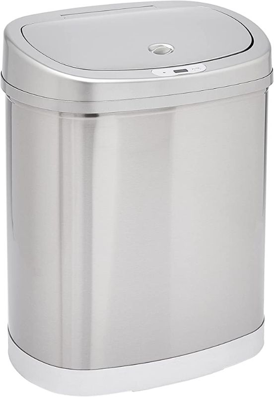 Photo 1 of Amazon Basics Automatic Hands-Free Stainless Steel Trash Can - 30-Liter, 2 Bins
