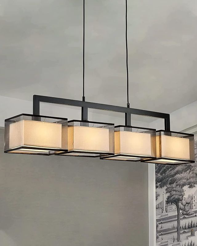 Photo 1 of 7PMBEANE Modern Rectangular Chandelier Hanging Light Fixture for Dining Room Living Room